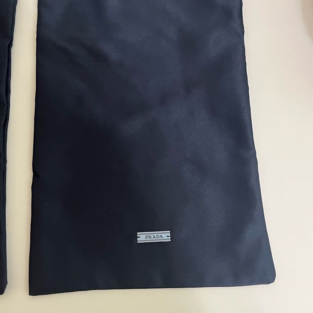 PRADA Navy Blue Satin Shoe Drawstring Dust Bags 8.5" x 13.5" Set of 2 - Picture 6 of 14